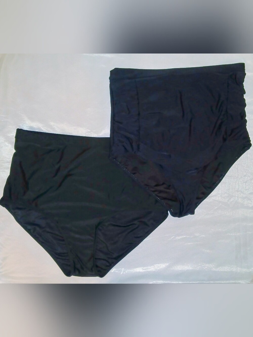 2- Black High-Waist Swim Briefs for Women 3X